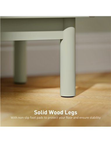 HOMCOM Rattan Bedside Table for Bedroom - Light Green