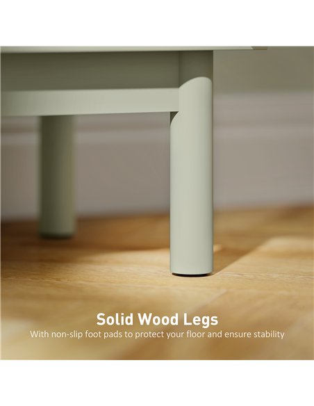 HOMCOM Rattan Bedside Table for Bedroom - Light Green