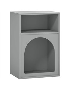 HOMCOM Bedside Table with 2 Open Compartments - Grey