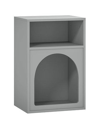 HOMCOM Bedside Table with 2 Open Compartments - Grey