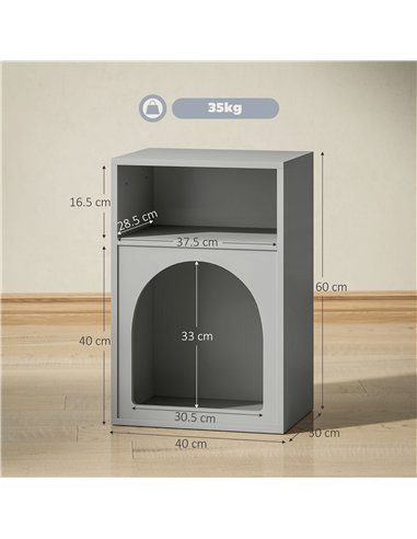 HOMCOM Bedside Table with 2 Open Compartments - Grey