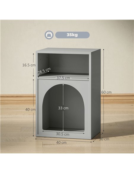 HOMCOM Bedside Table with 2 Open Compartments - Grey