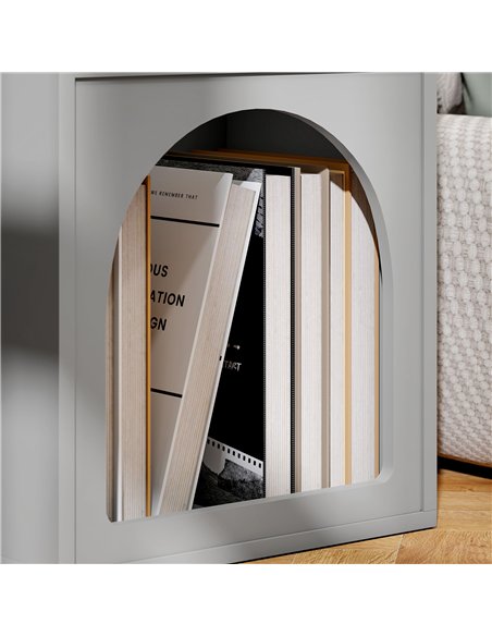 HOMCOM Bedside Table with 2 Open Compartments - Grey