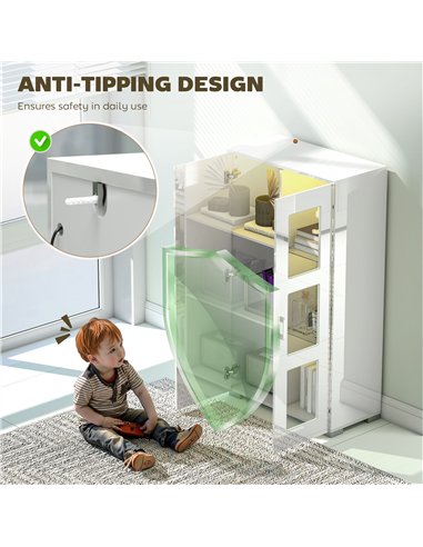 HOMCOM High Gloss Sideboard, Display Cabinet with 16-Colour RGB LED Lights and Remote Control, Modern Storage Cupboard with Glas