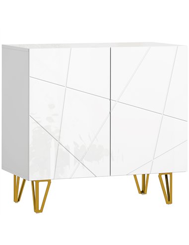 HOMCOM Modern Luxe High Gloss Sideboard, with Hairpin Legs - White
