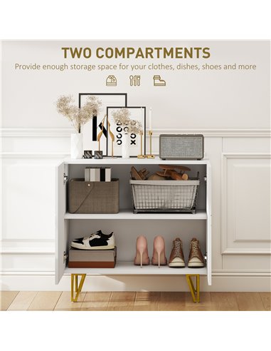 HOMCOM Modern Luxe High Gloss Sideboard, with Hairpin Legs - White