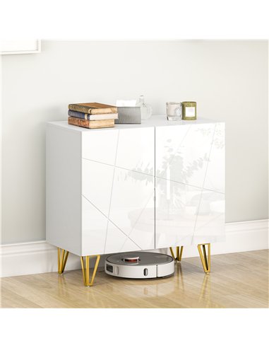 HOMCOM Modern Luxe High Gloss Sideboard, with Hairpin Legs - White