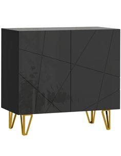 HOMCOM Modern Luxe High Gloss Sideboard, with Hairpin Legs - Black