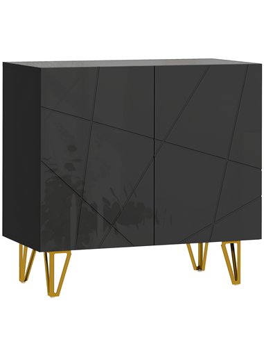 HOMCOM Modern Luxe High Gloss Sideboard, with Hairpin Legs - Black