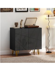 HOMCOM Modern Luxe High Gloss Sideboard, with Hairpin Legs - Black 2
