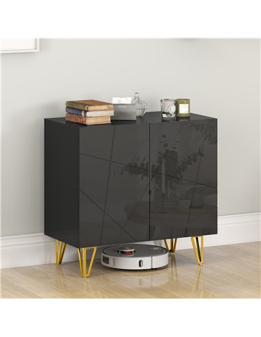 HOMCOM Modern Luxe High Gloss Sideboard, with Hairpin Legs - Black