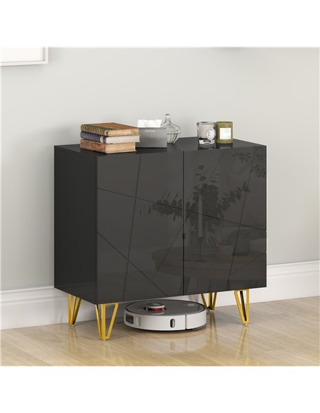 HOMCOM Modern Luxe High Gloss Sideboard, with Hairpin Legs - Black