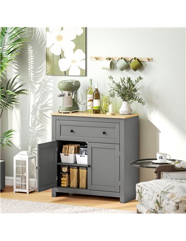 HOMCOM Sideboard Storage Cabinet, Morden Kitchen Cupboard with Adjustable Shelf, Drawer and Double Doors, Sideboard for Living R