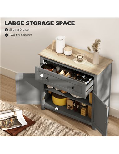 HOMCOM Sideboard Storage Cabinet, Morden Kitchen Cupboard with Adjustable Shelf, Drawer and Double Doors, Sideboard for Living R