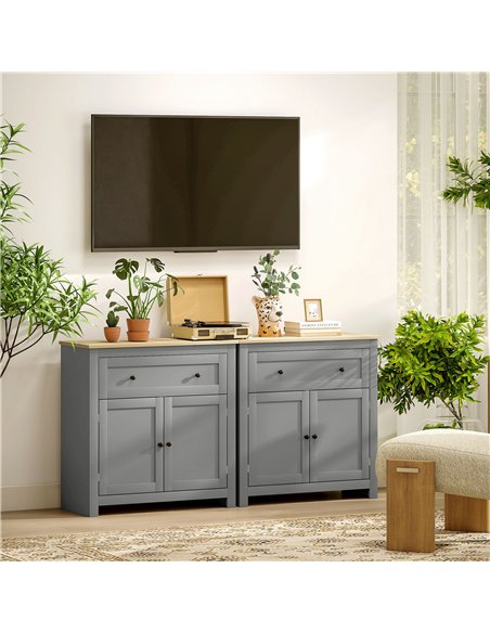 HOMCOM Sideboard Storage Cabinet, Morden Kitchen Cupboard with Adjustable Shelf, Drawer and Double Doors, Sideboard for Living R