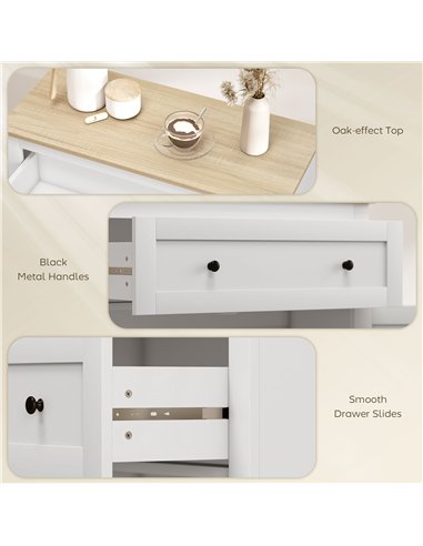 HOMCOM Sideboard Storage Cabinet, Morden Kitchen Cupboard with Adjustable Shelf, Drawer and Double Doors, Sideboard for Living R