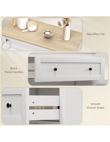HOMCOM Sideboard Storage Cabinet, Morden Kitchen Cupboard with Adjustable Shelf, Drawer and Double Doors, Sideboard for Living R