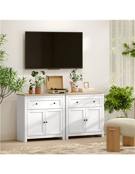 HOMCOM Sideboard Storage Cabinet, Morden Kitchen Cupboard with Adjustable Shelf, Drawer and Double Doors, Sideboard for Living R