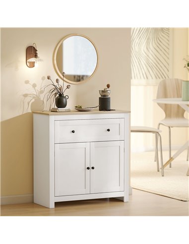 HOMCOM Sideboard Storage Cabinet, Morden Kitchen Cupboard with Adjustable Shelf, Drawer and Double Doors, Sideboard for Living R