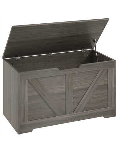 HOMCOM 100L Home Storage Box, with Safety Hinges - Charcoal Grey