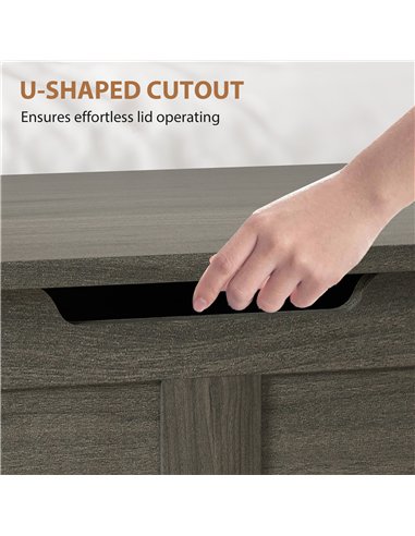 HOMCOM 100L Home Storage Box, with Safety Hinges - Charcoal Grey