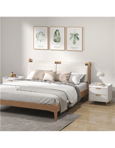 HOMCOM Elegant Two-Drawer Bedside Table Set of 2 - White