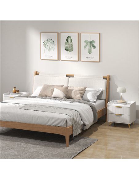 HOMCOM Elegant Two-Drawer Bedside Table Set of 2 - White