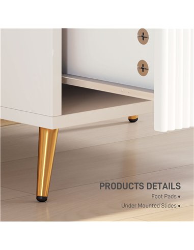 HOMCOM Elegant Two-Drawer Bedside Table Set of 2 - White