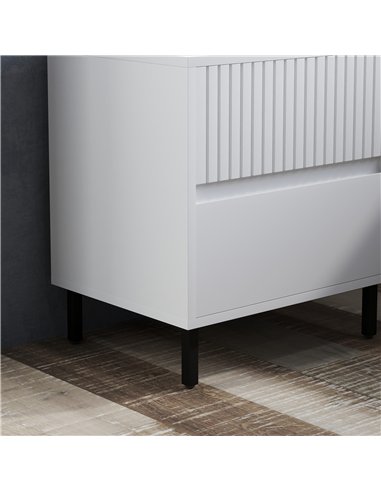 HOMCOM Simple Line Indented Two-Drawer Bedside Table Set of 2 - White