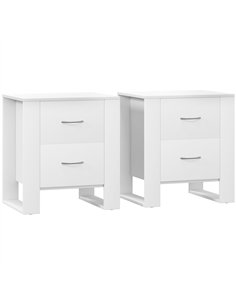 HOMCOM Bedside Table Set of 2 with 2 Drawers, Nightstands with Handles and Elevated Base, Side Tables for Bedroom, Living Room, 