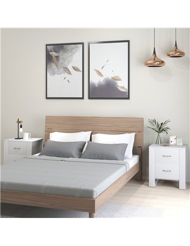 HOMCOM Bedside Table Set of 2 with 2 Drawers, Nightstands with Handles and Elevated Base, Side Tables for Bedroom, Living Room, 