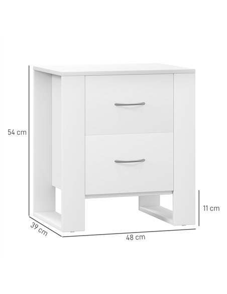 HOMCOM Bedside Table Set of 2 with 2 Drawers, Nightstands with Handles and Elevated Base, Side Tables for Bedroom, Living Room, 