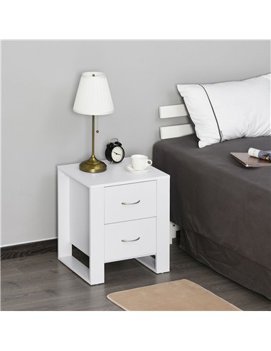 HOMCOM Bedside Table Set of 2 with 2 Drawers, Nightstands with Handles and Elevated Base, Side Tables for Bedroom, Living Room, 