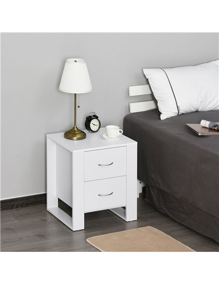 HOMCOM Bedside Table Set of 2 with 2 Drawers, Nightstands with Handles and Elevated Base, Side Tables for Bedroom, Living Room, 