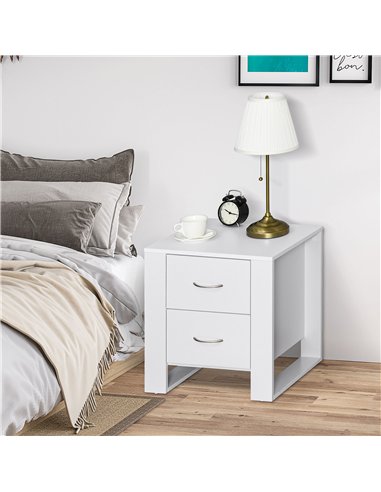 HOMCOM Bedside Table Set of 2 with 2 Drawers, Nightstands with Handles and Elevated Base, Side Tables for Bedroom, Living Room, 