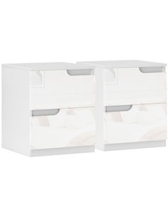 HOMCOM High Gloss Bedside Table Set of 2 - White