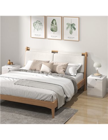 HOMCOM High Gloss Bedside Table Set of 2 - White