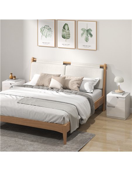 HOMCOM High Gloss Bedside Table Set of 2 - White