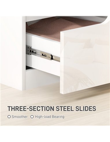 HOMCOM High Gloss Bedside Table Set of 2 - White