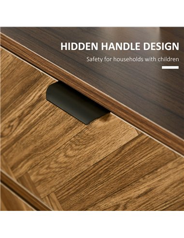 HOMCOM Bedside Table Set of 2 with 2 Drawers, Modern Side Tables with Herringbone Pattern and Metal Legs for Bedroom, Living Roo