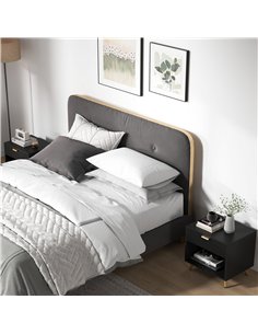 HOMCOM Elegant Bedside Table Set of 2, with Drawer and Shelf - Black/Gold Tone 2