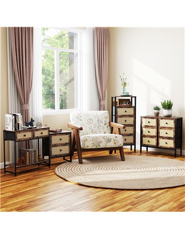 HOMCOM Industrial-Natural Bedside Table Set of 2 - Brown