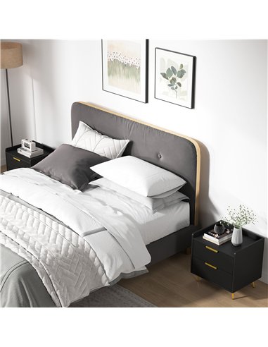 HOMCOM Elegant Two-Drawer Bedside Table Set of 2 - Black