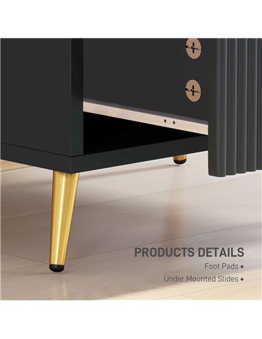 HOMCOM Elegant Two-Drawer Bedside Table Set of 2 - Black