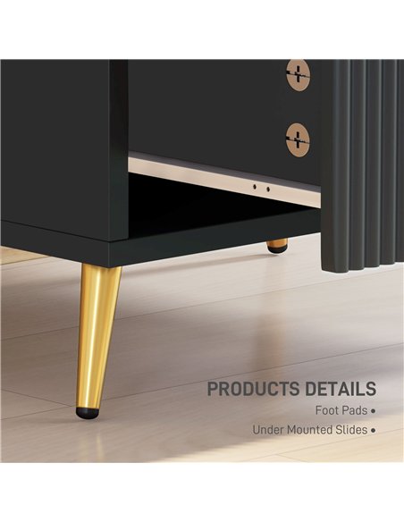 HOMCOM Elegant Two-Drawer Bedside Table Set of 2 - Black