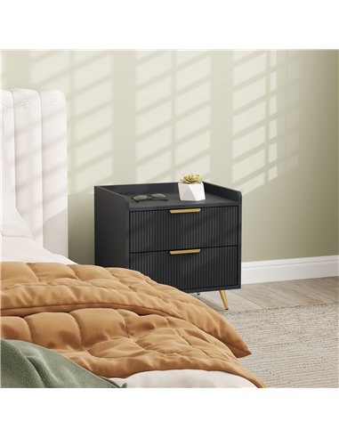 HOMCOM Elegant Two-Drawer Bedside Table Set of 2 - Black