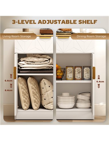 HOMCOM Sideboard Storage Cabinet, Modern Storage Cupboard with Drawer and Adjustable Shelf for Living Room, Kitchen, Dining Room