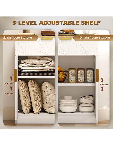 HOMCOM Sideboard Storage Cabinet, Modern Storage Cupboard with Drawer and Adjustable Shelf for Living Room, Kitchen, Dining Room