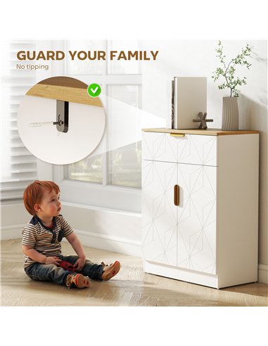 HOMCOM Sideboard Storage Cabinet, Modern Storage Cupboard with Drawer and Adjustable Shelf for Living Room, Kitchen, Dining Room