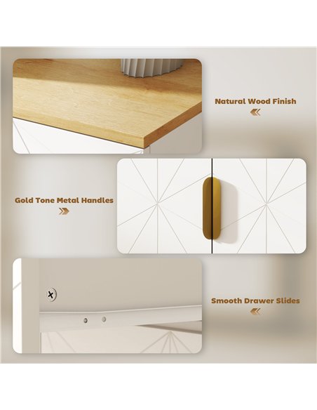 HOMCOM Sideboard Storage Cabinet, Modern Storage Cupboard with Drawer and Adjustable Shelf for Living Room, Kitchen, Dining Room